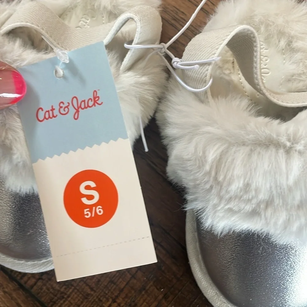Cat & Jack Silver Kids Shoes with Faux Fur
